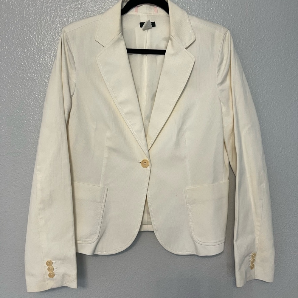 J. Crew cotton Ivory Blazer jacket 14